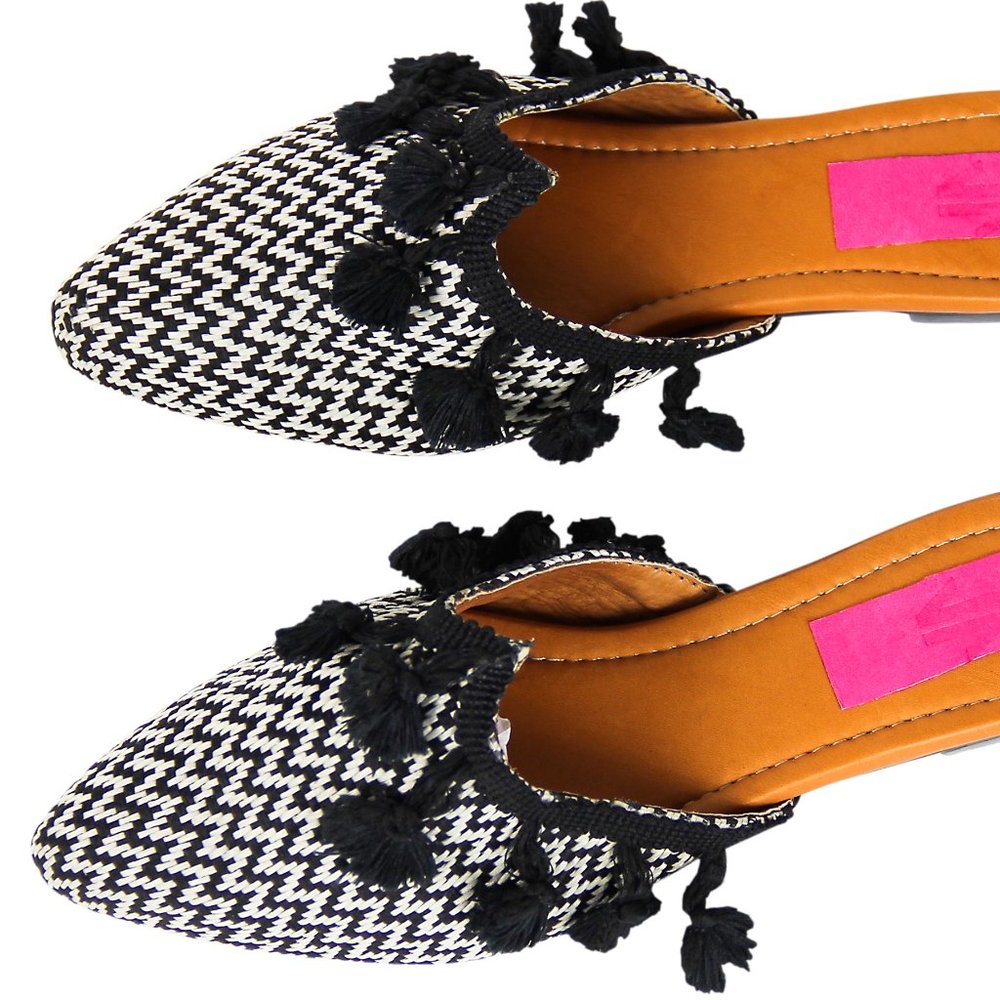 Maria Pointy Flat Mules Black - Picture 2 of 2